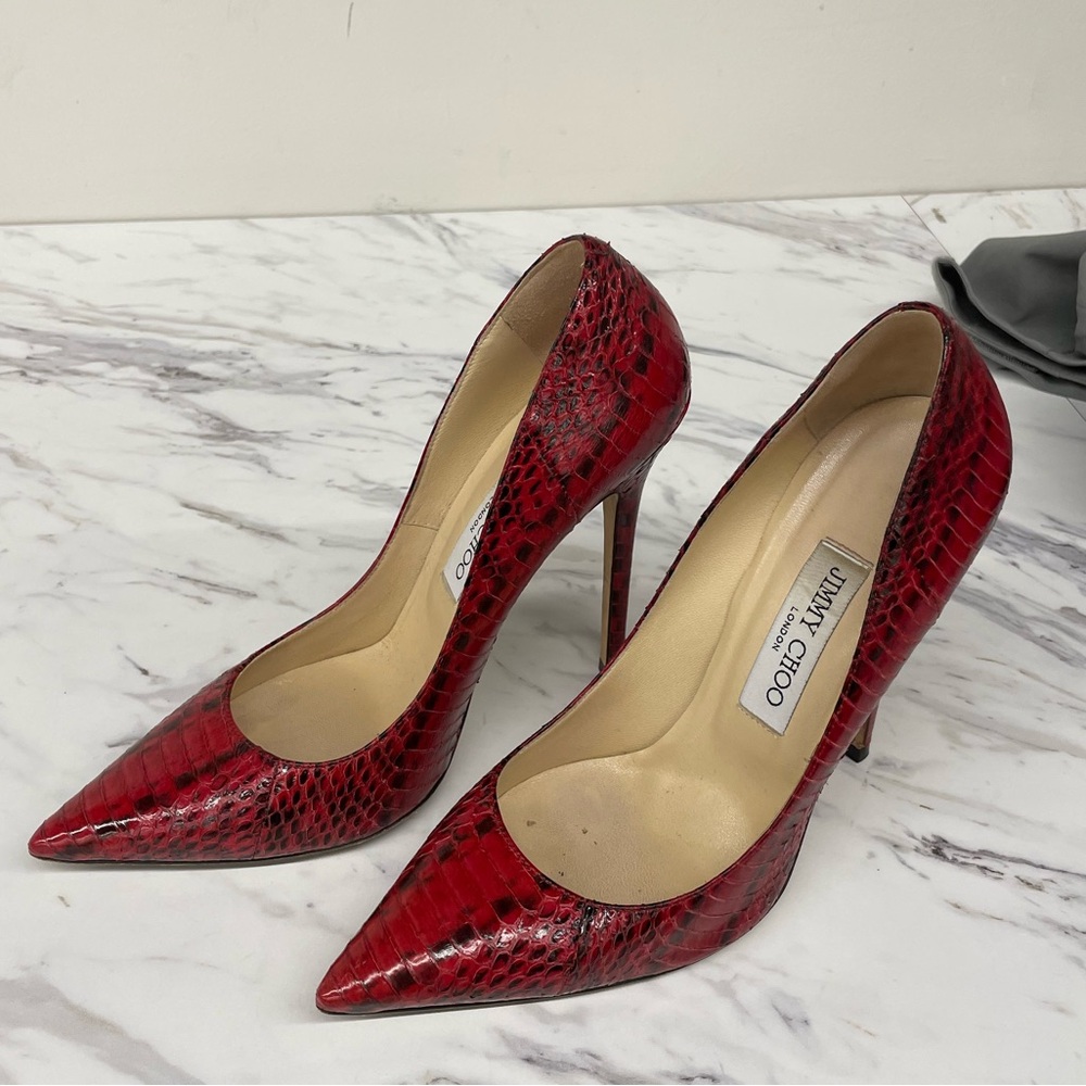 Jimmy Choo red reptile